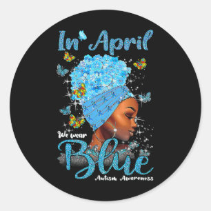 Adesivo Em Abril Usamos Azul Consciência do Autismo Afro P