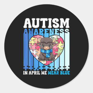 Adesivo Em Abril Usamos Azul Conscientização do Autismo Bu