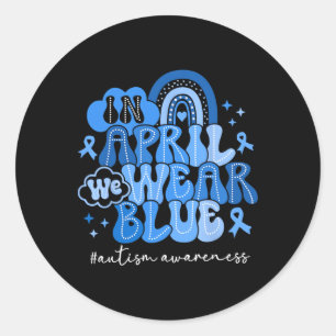 Adesivo Em Abril Usamos Azul Conscientização do Autismo Ho