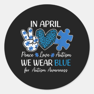 Adesivo em abril Use Azul Conscientização do Autismo Homen