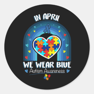 Adesivo Em abril Vestimos Autismo Azul Que Seja Amável Aut