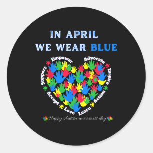 Adesivo Em Abril Vestimos Azul Para A Consciência Do Autis
