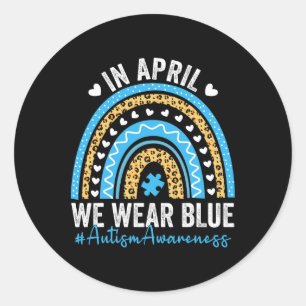 Adesivo Em abril Vestimos Blue Rainbow Autismo Sensibiliza
