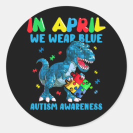 Adesivo Em abril, Vestimos Dinos do Mês de Consciência do 