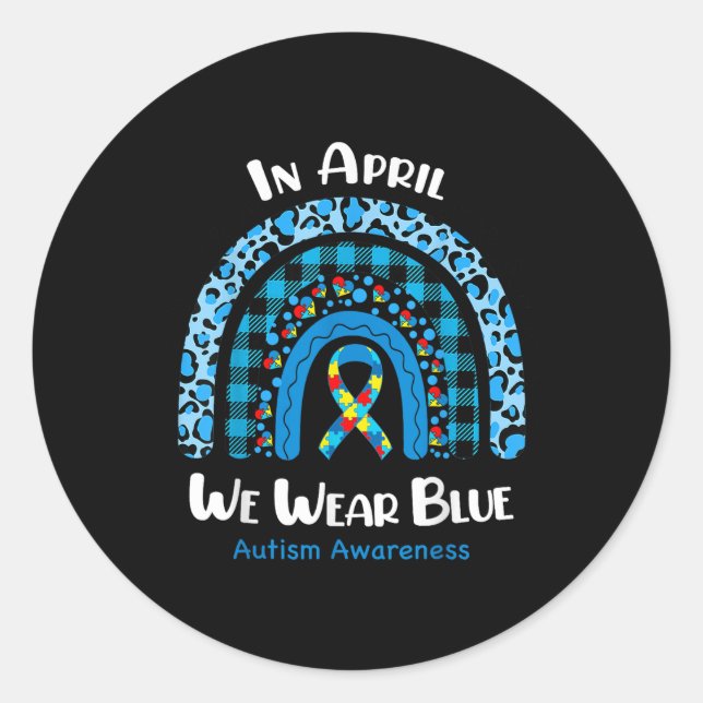Adesivo Em abril Vestimos o Quebra-cabeça Azul Arco-Íris A (Frente)