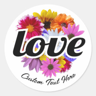 Adesivo Em Bloom - Amor com Buquê Floral Redondo