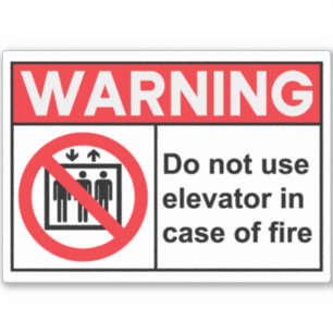 Adesivo Em caso de incêndio não use o elevador