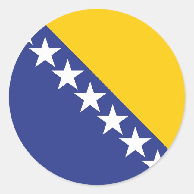 Adesivo em círculo clássico de bandeira da Bósnia  (Frente)