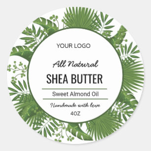 Adesivo em círculo de folhas botânicas verdes