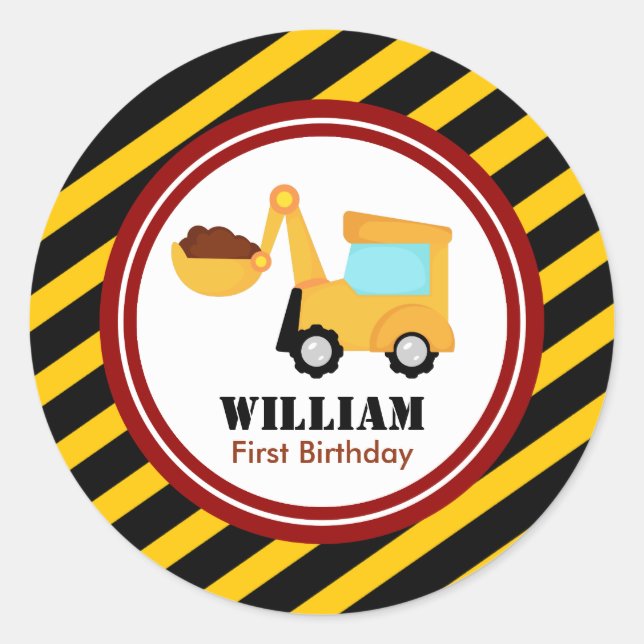 Adesivo EM CONSTRUÇÃO Aniversário Chá de fraldas (Frente)