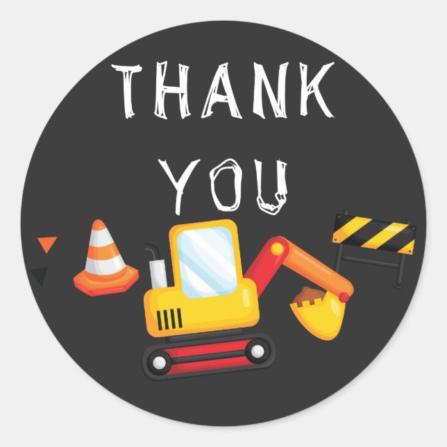 Adesivo Em Construção Aniversário Obrigado Quadro (Frente)