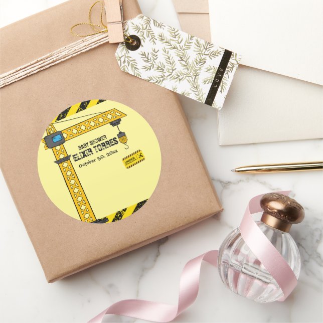 Adesivo Em Construção, Chá de fraldas de gruas torres (Presentear)