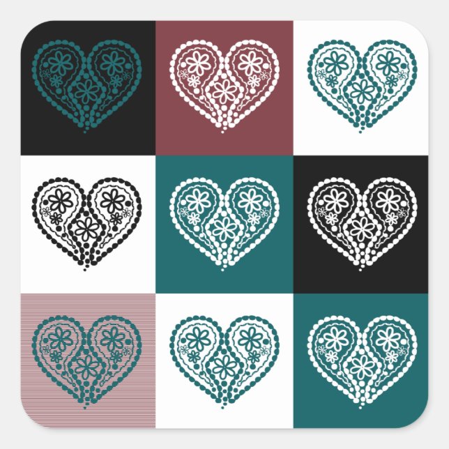 Adesivo em forma de coração floral (Frente)