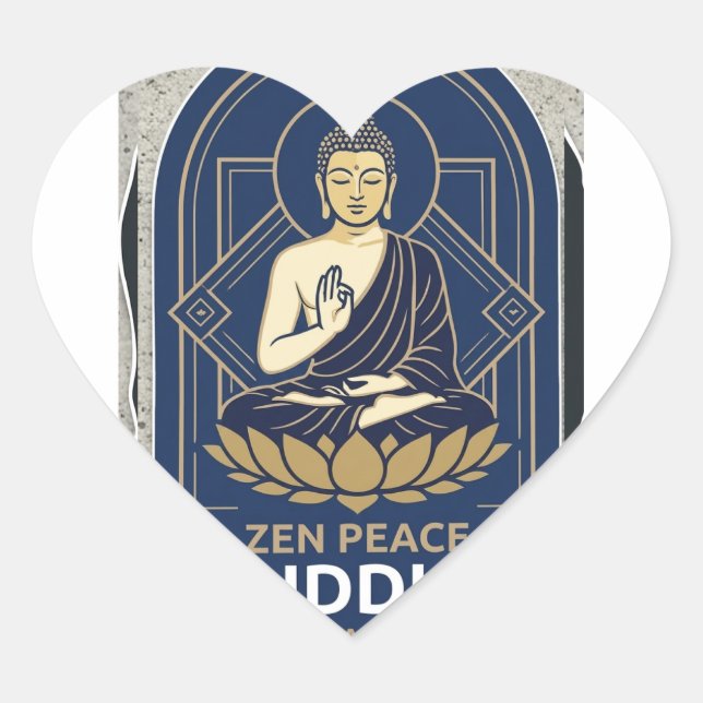 Adesivo em Forma de Coração Paz Zen Buda (Frente)