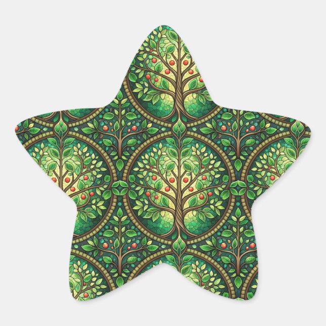 Adesivo em forma de estrela com verde  (Frente)