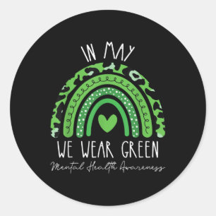 Adesivo Em maio Vestimos Fita Verde Arco-Íris Saúde Mental