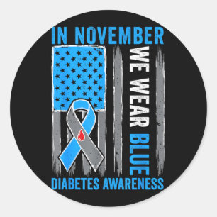 Adesivo Em Novembro Usamos Fita Azul Bandeira Diabetes
