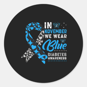 Adesivo Em novembro Vestimos a Faixa Azul T1D Diabetes T2D