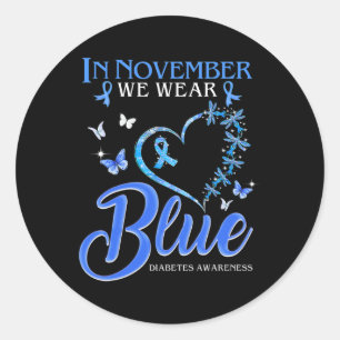 Adesivo Em novembro Vestimos Diabetes de Borboleta Azul