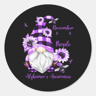Adesivo Em novembro Vestimos Gnomos Roxos Alzheimer Awaren