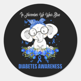 Adesivo Em novembro Vestimos o Awarene do Diabetes Elefant
