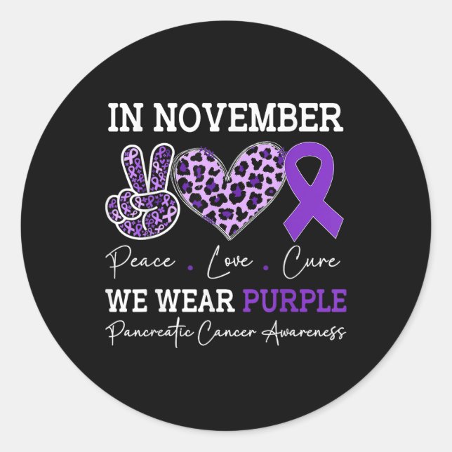 Adesivo Em Novembro Vestimos Roxo Para O Câncer de pâncrea (Frente)