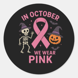 Adesivo Em outubro, Vestimos A Mama De Halloween Rosa