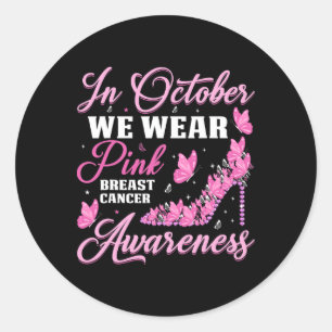 Adesivo Em outubro Vestimos Borboletas Rosa Cancer