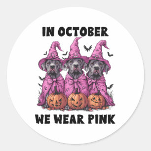 Adesivo Em outubro, Vestimos Breas De Dia das Bruxas Rosa