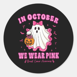 Adesivo Em outubro Vestimos Camisa Rosa Ghost Cancer