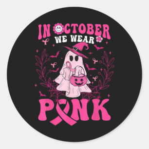 Adesivo Em outubro Vestimos Camisa Rosa Ghost Halloween Br