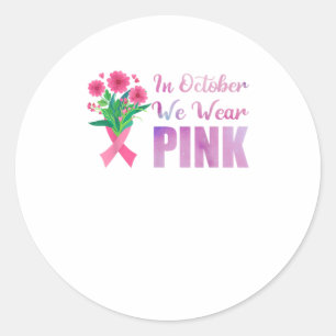 Adesivo Em outubro Vestimos Cancer de Fita Rosa