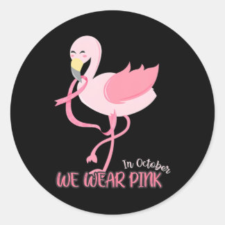Adesivo Em outubro, Vestimos Cancer De Mama Flamingo Rosa