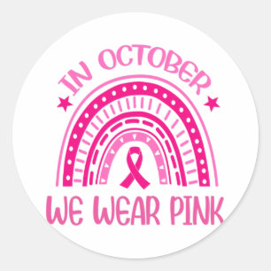 Adesivo Em outubro, Vestimos Cancer rosa-arco-íris no 