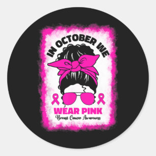 Adesivo Em outubro, Vestimos Cancer rosa de mama em preto 