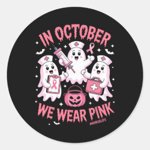 Adesivo Em outubro Vestimos Enfermeira Rosa Ghost Hallowee