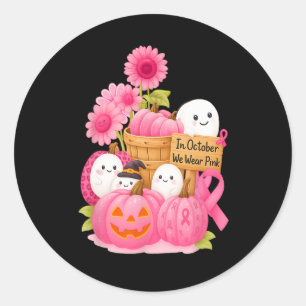 Adesivo Em Outubro Vestimos Fantasmas Rosa E Pumpkins Para