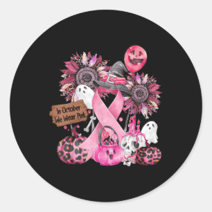 Adesivo Em outubro Vestimos Fita Rosa Ghost Halloween Bre
