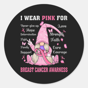 Adesivo Em outubro Vestimos Gnomo Rosa Cancer Mama Awaren