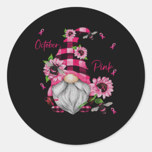 Adesivo Em outubro Vestimos Gnomo Rosa Cancer Mama Awaren