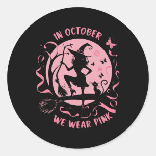 Adesivo Em outubro, Vestimos Mata-Mama de Bruxas Rosa