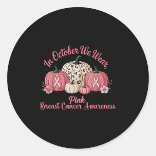 Adesivo Em outubro, Vestimos O Cancer De Mama Rosa-Pumpkin