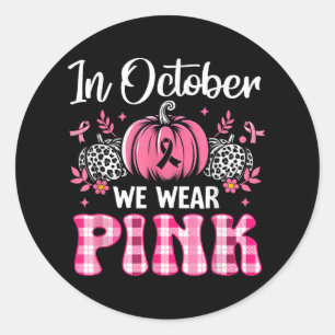 Adesivo Em outubro, Vestimos O Cancer De Mama Rosa-Pumpkin