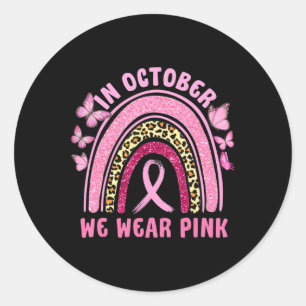 Adesivo Em outubro Vestimos o Cancer-mama rosa-leopardo em
