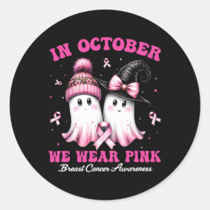 Adesivo Em outubro, Vestimos O Cancer Rosa De Mama, Hallow