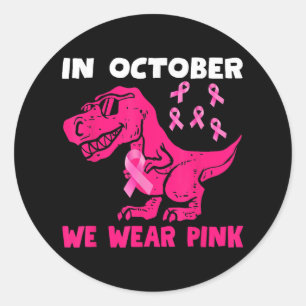 Adesivo Em outubro Vestimos O Cancer Rosa Trex Dino Ki