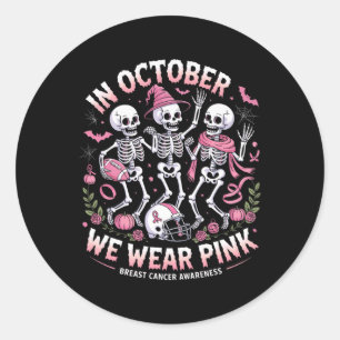 Adesivo Em outubro Vestimos O Esqueleto Rosa De Halloween