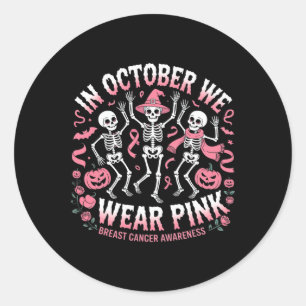 Adesivo Em outubro Vestimos O Esqueleto Rosa De Halloween