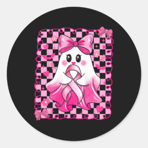 Adesivo Em outubro, Vestimos o fuso do Cancer de mama rosa