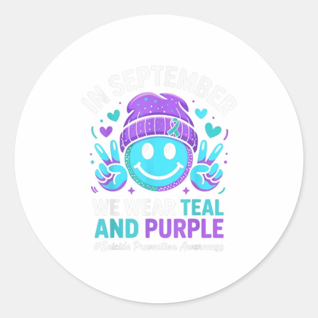 Adesivo Em Setembro, Vestimos Suicídio De Fita Roxal Teal  (Frente)